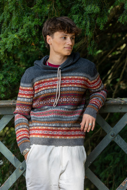 Horizontal Multi Color with Solid Yoke Hoodie