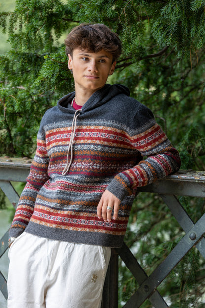 Horizontal Multi Color with Solid Yoke Hoodie