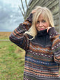 Horizontal Multi Color with Solid Yoke Round Neck Pullover- 1/2 zipper pullover