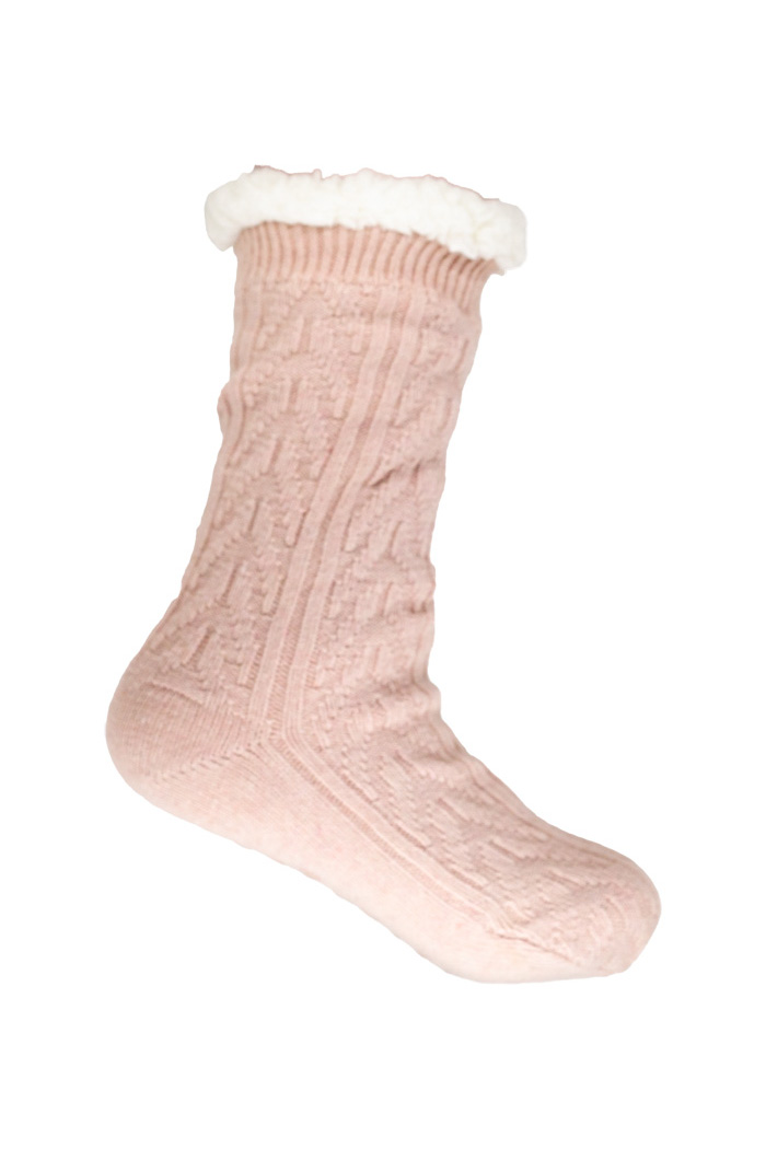 Cozy socks with twisted pattern pink - Badolina Denmark